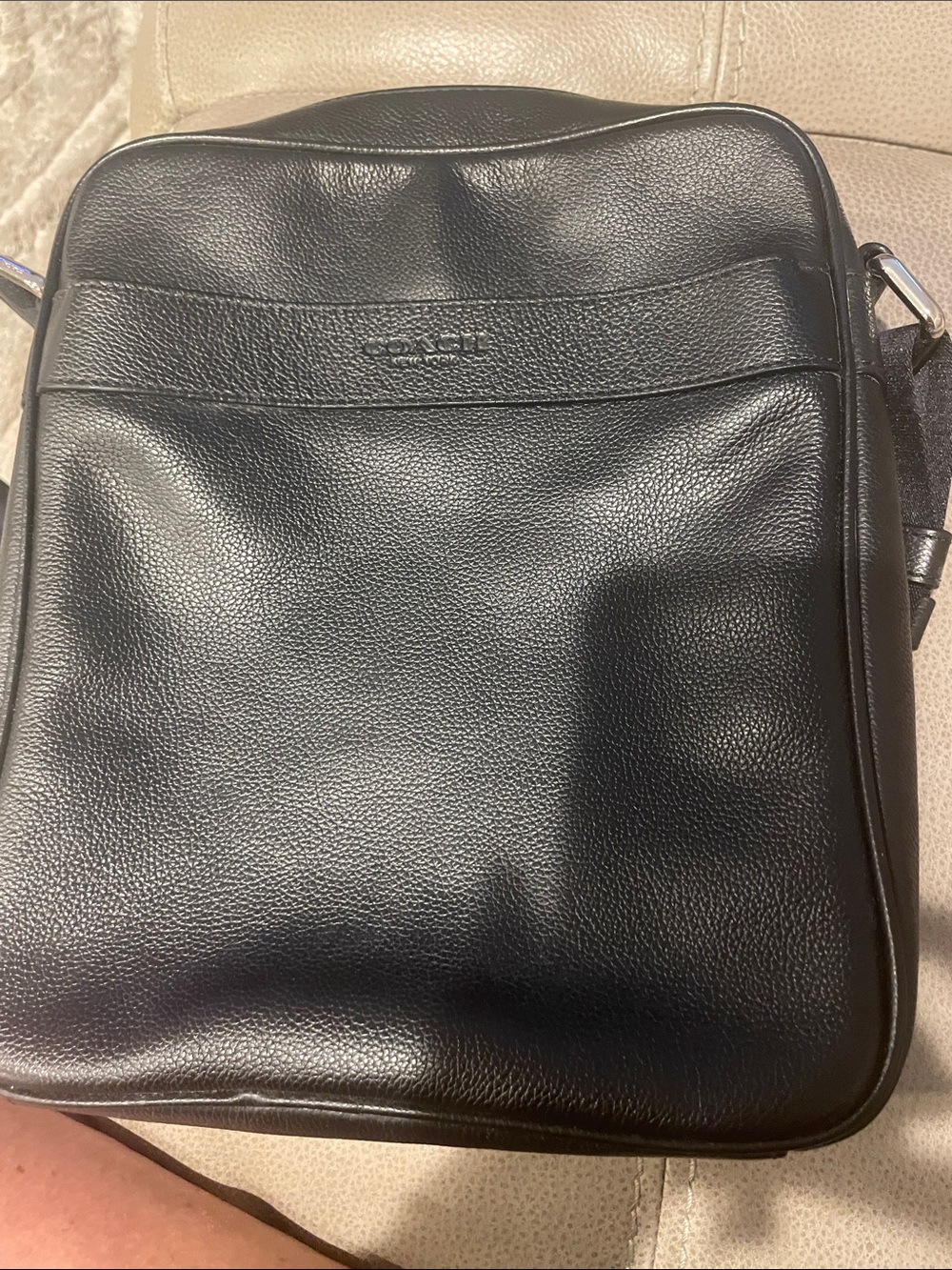 Coach Black Pebbled Leather Messenger Crossbody